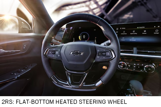 Steering Wheel of the 2024 Chevrolet Trax 2RS with Text - Barnes Wheaton GM South Surrey