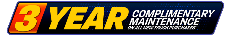 3 YEARS COMPLIMENTARY MAINTENANCE on ALL NEW TRUCK PURCHASES*