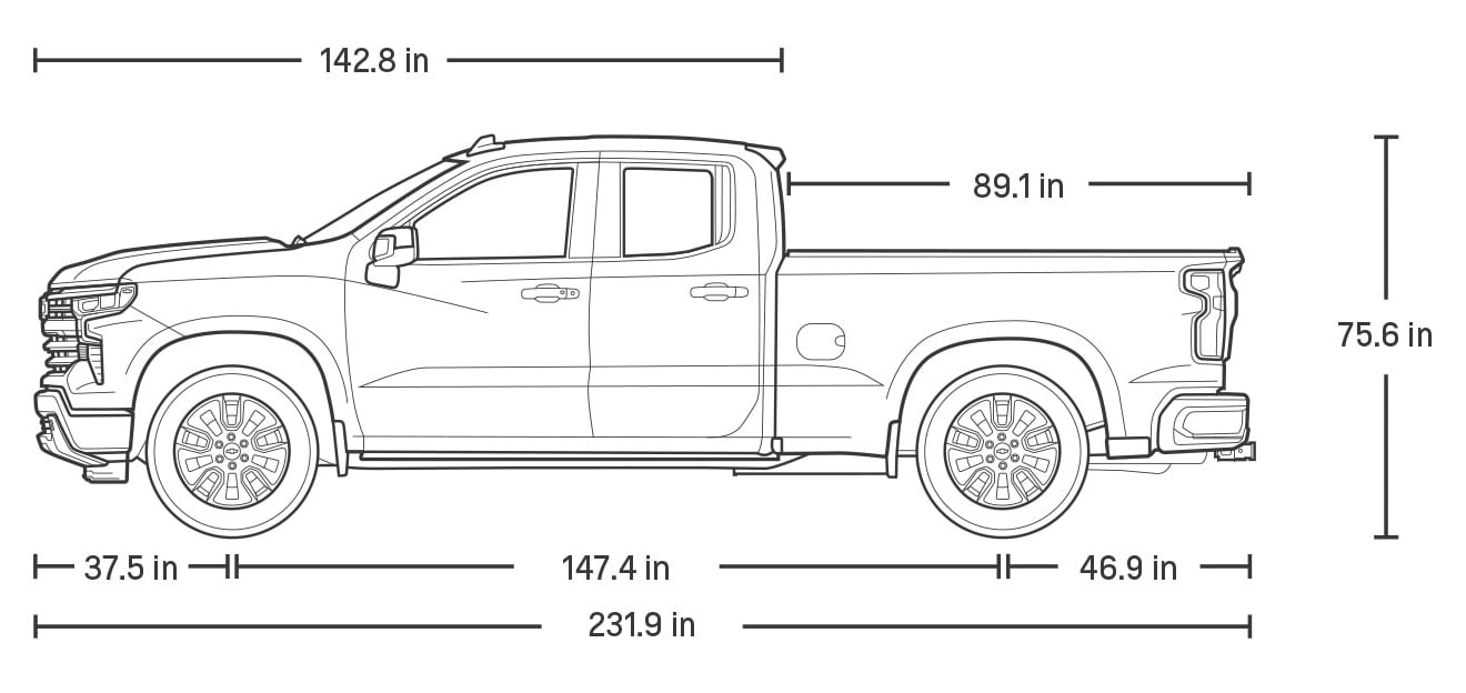 Chevrolet Silverado 1500 double cab dimensions